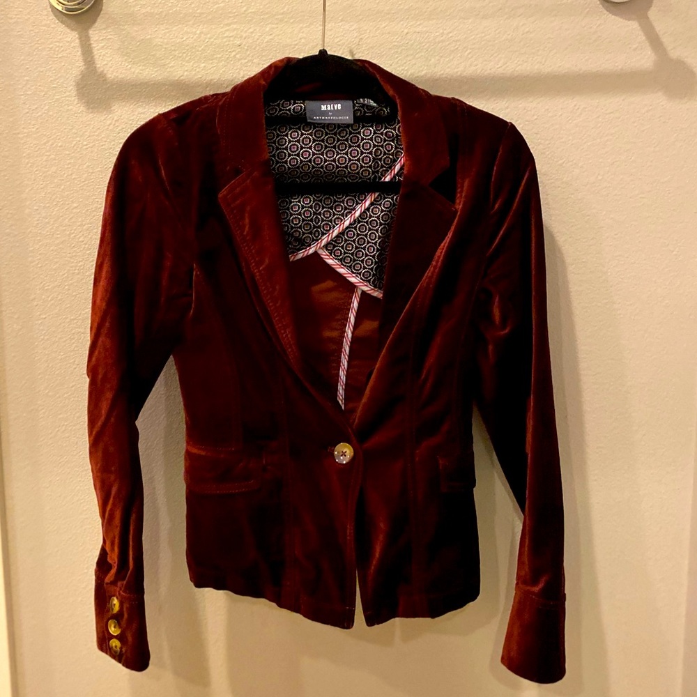 Red velvet blazer